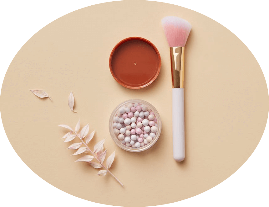 In this example, we turn a studio-shot photo of pearl powder cosmetics into an oval product label for our marketing materials. We transform the photo along an oval path of the size 860 by 660 pixels, creating a horizontally shaped oval image suitable for our product catalog. (Source: Pexels.)